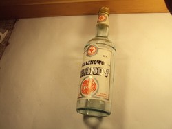 Régi papír címkés üveg palack - Malinowo Brandy bulgár - 1970-es évek