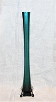 Régi zöld fújtüveg szálváza 41 cm