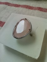 Állítható ezüst gyűrű rózsakvarccal