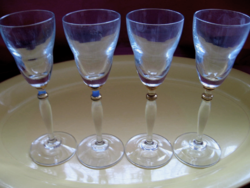 Art glass pezsgős, talpas poharak arany díszítéssel