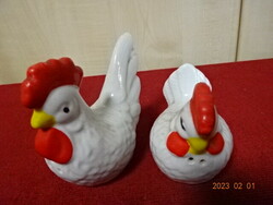 Russian porcelain figurine, rooster and hen, spice spreader. He has! Jokai.