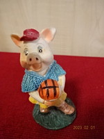 Plaster figure, ball-playing pig girl, height 7 cm. He has! Jokai.