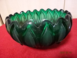 Russian glass bowl, green. Three legs, leaf pattern. He has! Jokai.