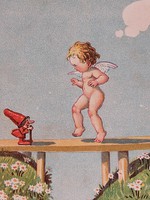 Old postcard postcard angel dwarf