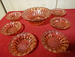 Russian glass bowl set, mauve color, rosette. He has! Jokai.