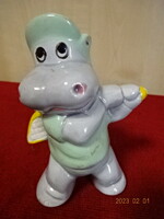 German porcelain figure, golfing hippopotamus, height 10 cm. He has! Jokai.