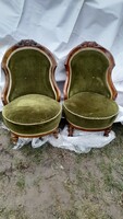 Antik faragott plüss kisasszony biedermeier fotel , szék 2 darab szép állapotban