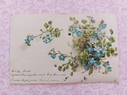 Old postcard with flowers, 1900 postcard, oblivion