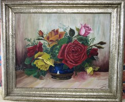 Oil painting still life indicated., 52 X 61 cm, 40 x 50 cm.