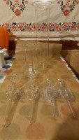 Régi üveg mérő lombik kémcső szett borászati üveg kellékek gáz kotyogók