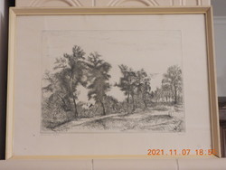 Nándor Lajos Varga's etching entitled Acacias