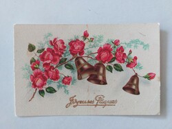 Old postcard Easter postcard rose bell