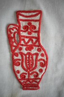 Kalotaszegi írásos hímzett bokály 21,5 x 11 cm
