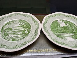 Wedgwood dotted ruffled edge pistachio green vintage serving bowls 27 cm