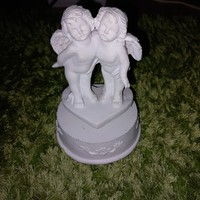 Zenélő,felhúzós fehér angyal pár,figura, szobor,dekoráció