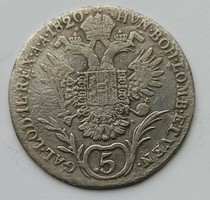 I.Ferenc 1820 B 5 krajcár, ezüst