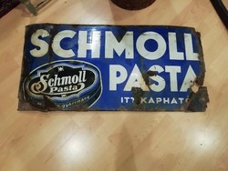 Schmoll pasta zománctábla, sérült igaz, de ritka gyűjtői zománctábla, nagy méretű cipőpaszta reklám