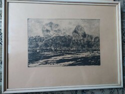 Csergezan pál - perfect etching, glazed in original frame, signed, 47 x 36 cm