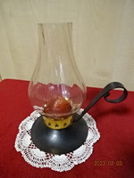 Russian candle holder with cast iron base, glass cover. Jokai.