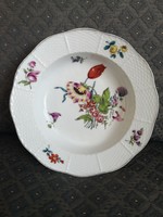 Antik Herendi tányér, szalagkoronás jelzéssel, 1880-as évek. Plusz ajándék tányértartó!