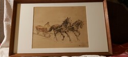 Benyovszky István akvarell 60x36 cm