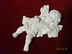 Gipsz figura, falra akasztható angyalka, magassága 11 cm. Jókai.