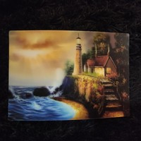 3D postcard sea, lighthouse - postage clean