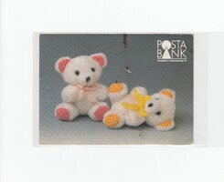 Posta bank advertising postcard, posta bank teddy bears (damaged and corner defective page)