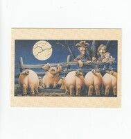 Retro vicces szétnyitható szülinapi nagy képeslap "postatiszta" 1986