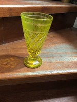 Üveg pohár, Shevchenko 1904 felirattal, uránüveg, szecessziós.18 cm.