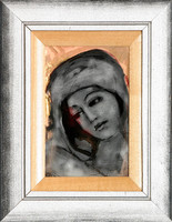 Fehér Margit: Mária - tűzzománc - keretezve 22x17cm - alkotás 15x10cm - 22/108
