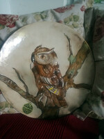 Ruscha handgemalt - vintage 37 cm owl pattern raku handmade ceramic bowl