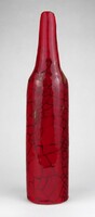 1L719 Mid century iparművészeti piros mázas retro kerámia váza 32 cm