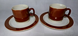 2 sets of old Pagnossin earthenware treviso italy marked chocolate brown glazed mocha set in good condition