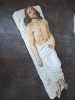 Entombed Christ antique corpus carved painted wood