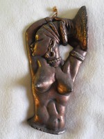 Afrikai női akt, falikép dombormű  30 cm