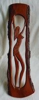 Retro large female figure carved on wood wall picture, flawless 70 cm