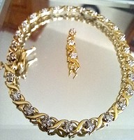 Álom szép (elegáns ) fehér -sárga arany gyémánt -Brill karkötő 10Ft-ról