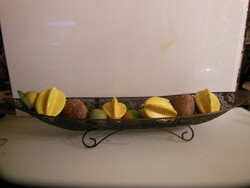 Bowl - metal + fruits - 74 x 18 x 11 cm !!! - 11 Pcs - with exclusive large fruit - nice condition