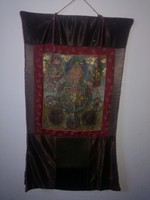 ANTIK TIBETI BUDDHISTA THANGKA  KÉZMŰVES TEKERCSKÉP - SZANSZKRIT JELEKKEL- Art&Decoration