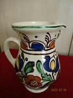 Korondi glazed ceramic jug. Hand painted, height 16.5 cm. Jokai.