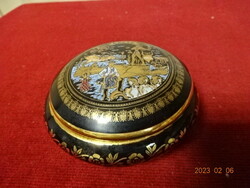 Glazed ceramic, Greek hand-painted bonbonier, decorated with 24 carat gold. Jokai.
