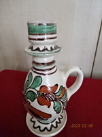 Korondi glazed ceramic candle holder, hand painted, height 19 cm. Jokai.