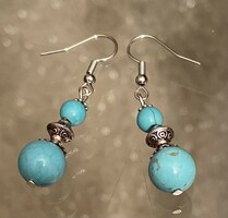 Turquoise blue mineral earrings with antique silver decoration