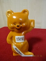 Russian dulevo porcelain, teddy bear figure from the 1986 ice hockey world championship in Moscow. Jokai