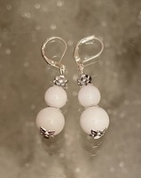 Snow-white milk quartz earrings with antique silver decoration