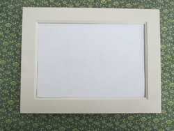 Classic chalk white wooden picture frame with glass, back, in mint condition