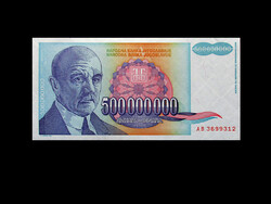 UNC - 500 000 000 DINÁR - JUGOSZLÁVIA - 1993 (Ritkaság!) Ivó Andric képével