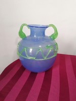 Design bay glass vase with a blue and green pattern