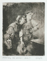 László Gulyás: Jolly knight - framed 32x27 cm - artwork 20x15 cm